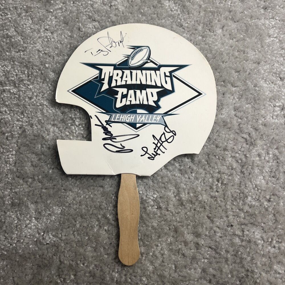Philadelphia Eagles Training Camp Signed Paper Helmet - 2003 - (3) Players